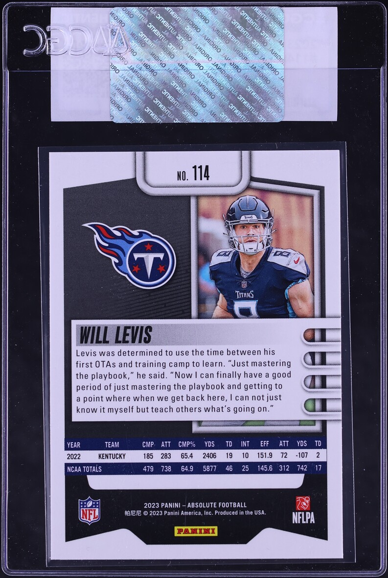 2023 Absolute Football Will Levis ROOKIE #114 CGC AUTH