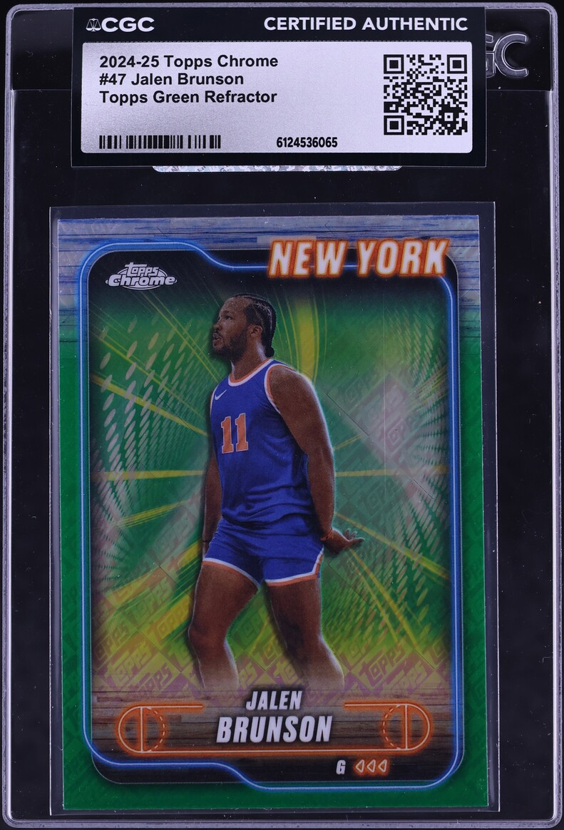 2024 Topps Chrome Green Refractor Jalen Brunson #47 CGC AUTH