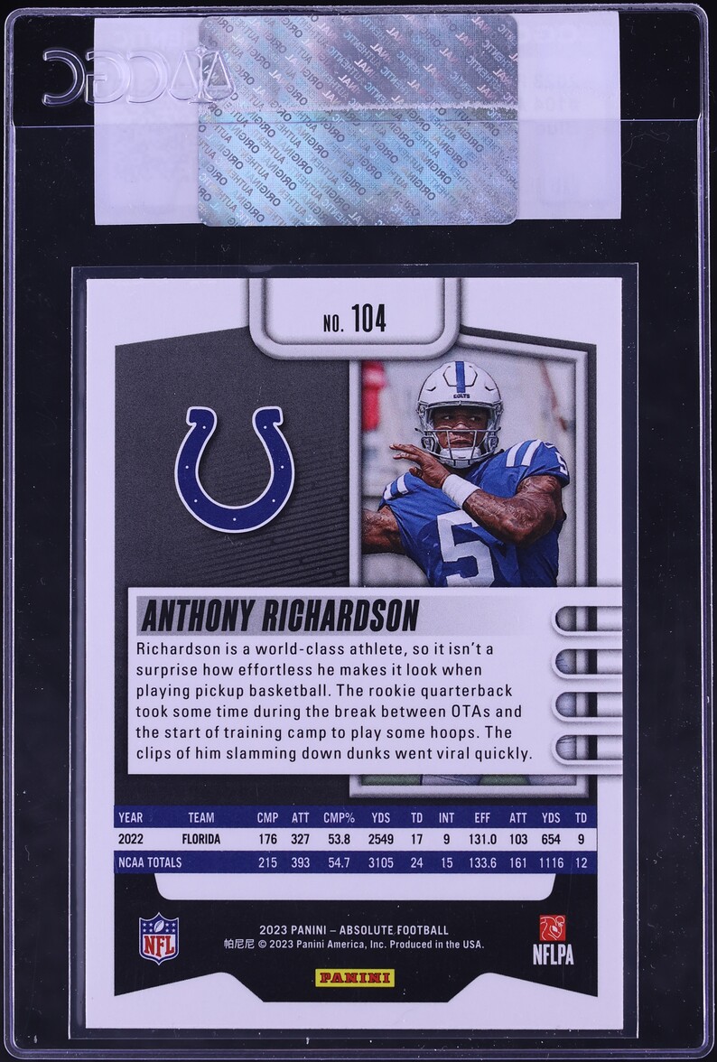 2023 Absolute Blue Anthony Richardson ROOKIE #104 CGC AUTH