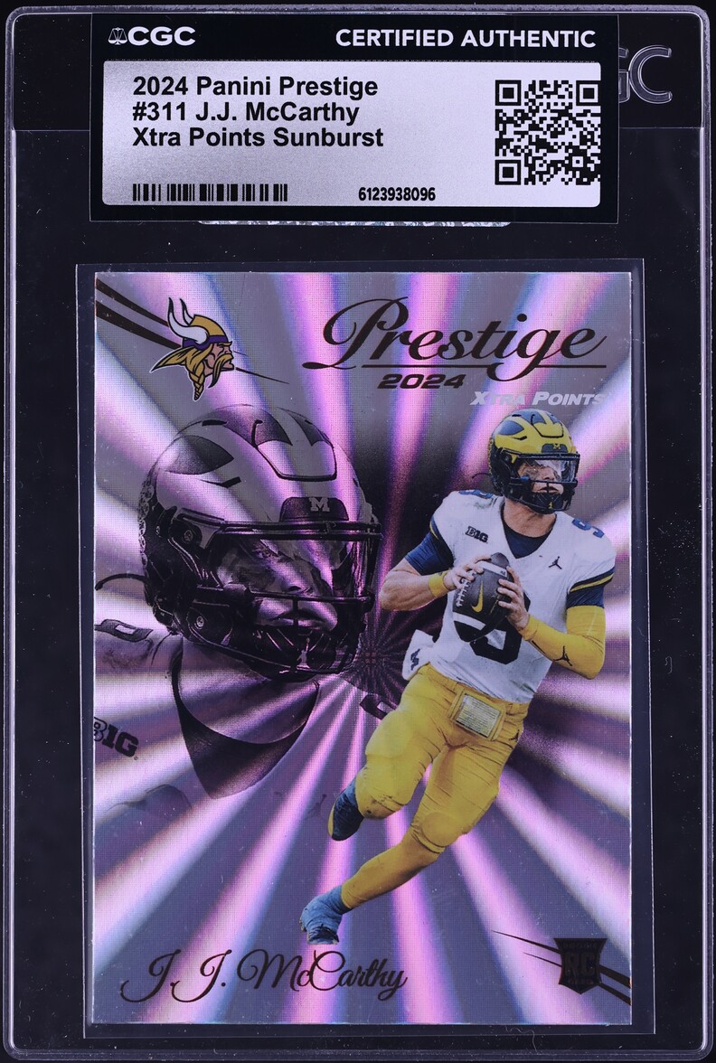 2024 Panini Prestige Xtra Points Sunburst J.J. McCarthy ROOKIE #311 CGC AUTH