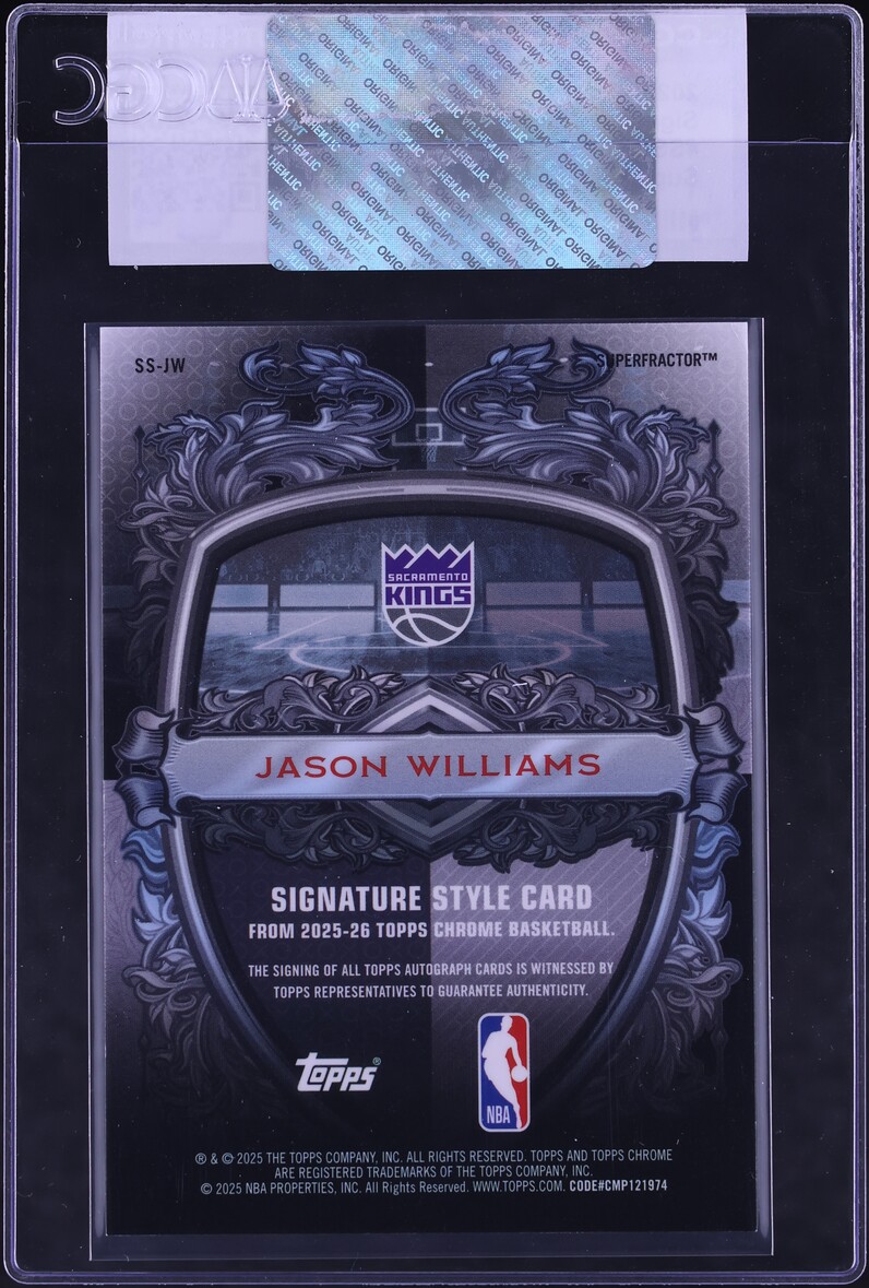 2025 Topps Chrome Signature Style Superfractor Jason Williams AUTO 1/1 #SS-JW CGC AUTH