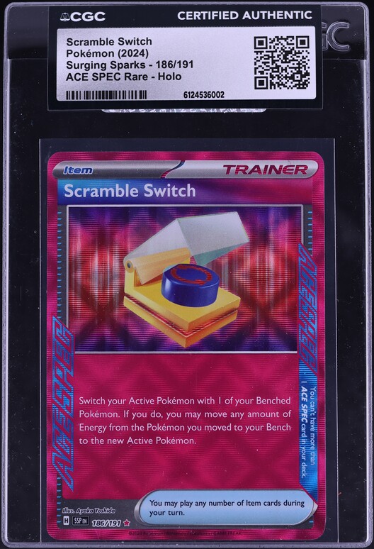 2024 Pokemon Scarlet & Violet Surging Sparks Ace Spec Scramble Switch #186 CGC AUTH