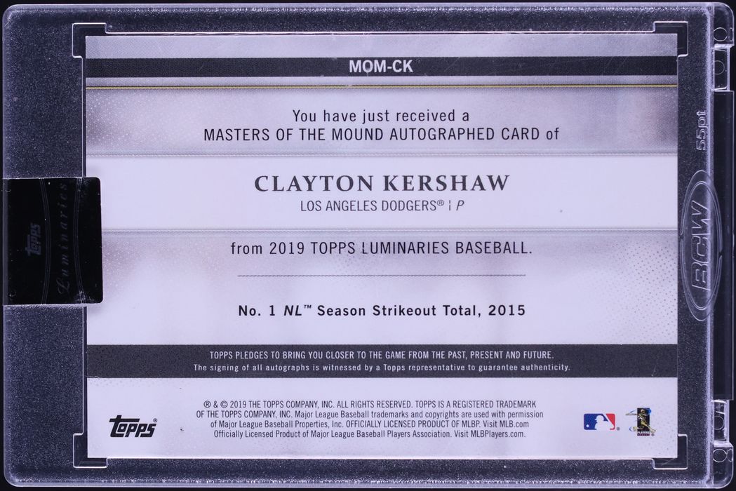 2019 Topps Luminaries Masters Of The Mound Clayton Kershaw AUTO /5 #MOM-CK