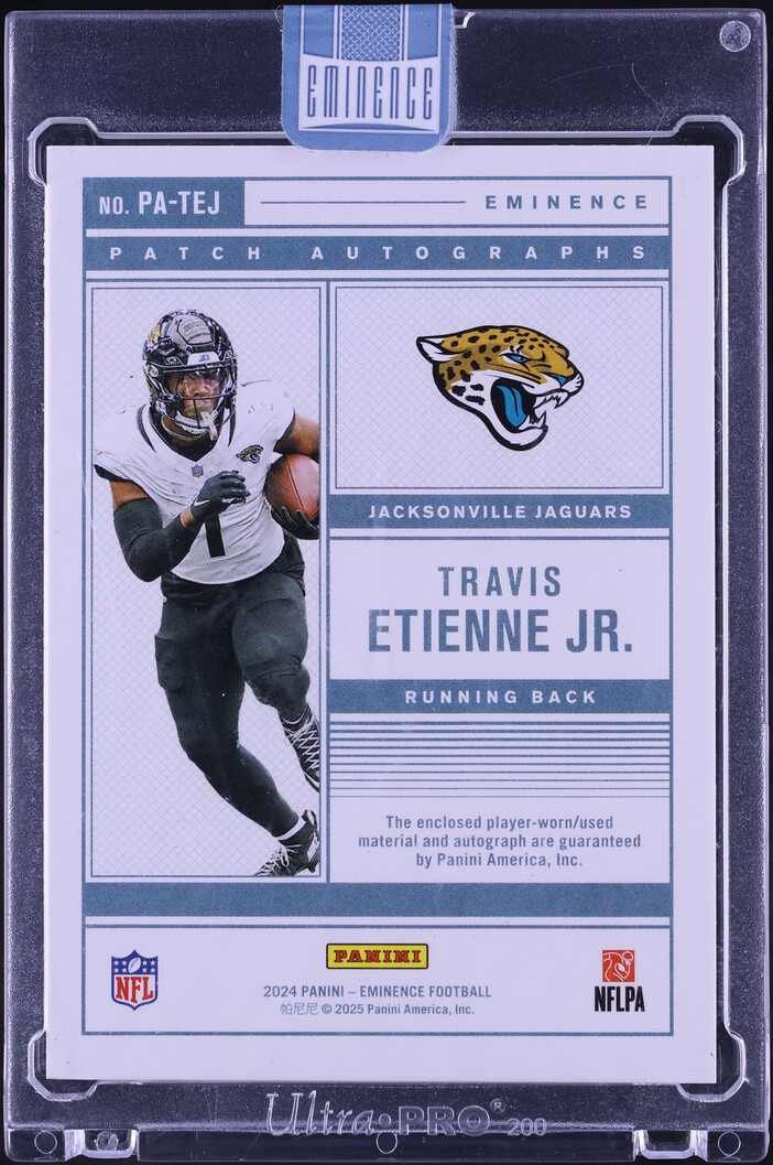 2024 Panini Eminence Patch Autographs Travis Etienne Jr. PATCH AUTO /10 #PA-TEJ