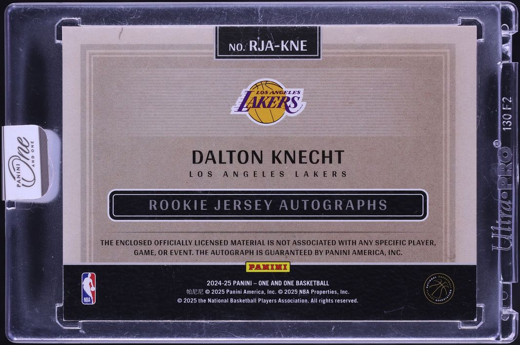 2024 Panini One And One Jersey Autographs Blue Dalton Knecht ROOKIE PATCH AUTO /49 #RJA-KNE