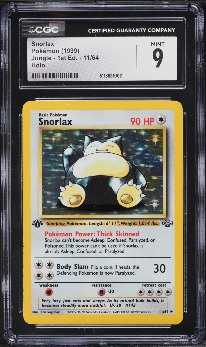 1999 Pokemon Jungle 1st Edition Holo Snorlax #11 CGC 9 MINT