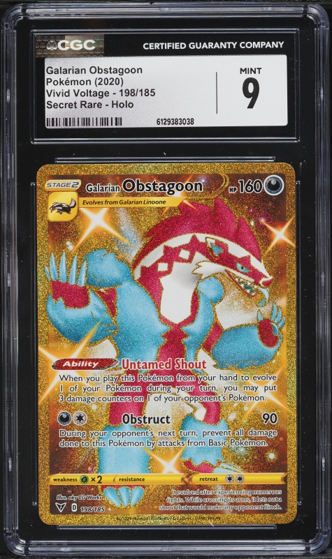 2020 Pokemon Sword & Shield Vivid Voltage Gold Rare Galarian Obstagoon #198  CGC 10 GEM MINT on Fanatics Collect