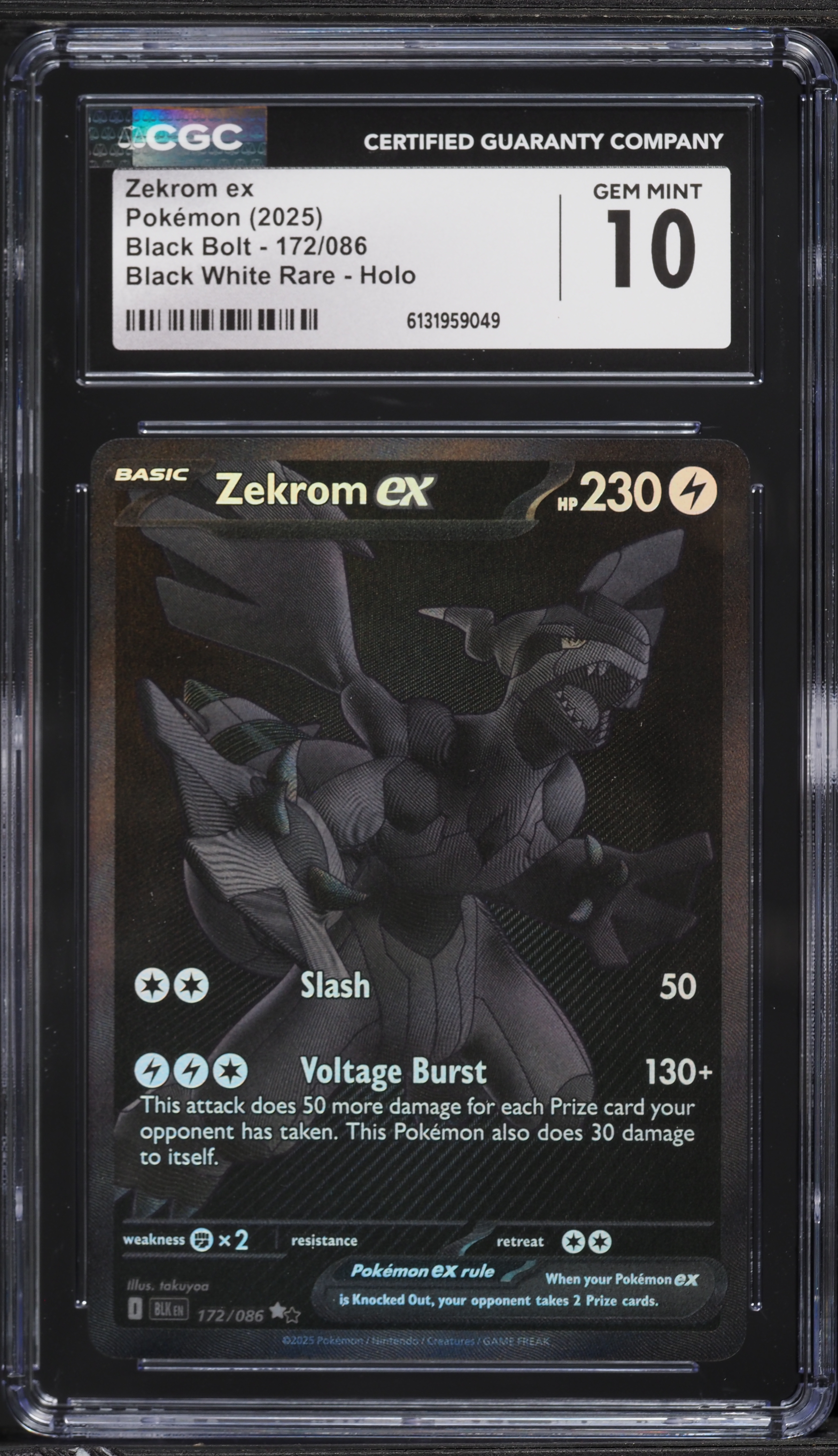 2025 Pokemon Scarlet & Violet Black Bolt BWR Zekrom ex #172 CGC 10