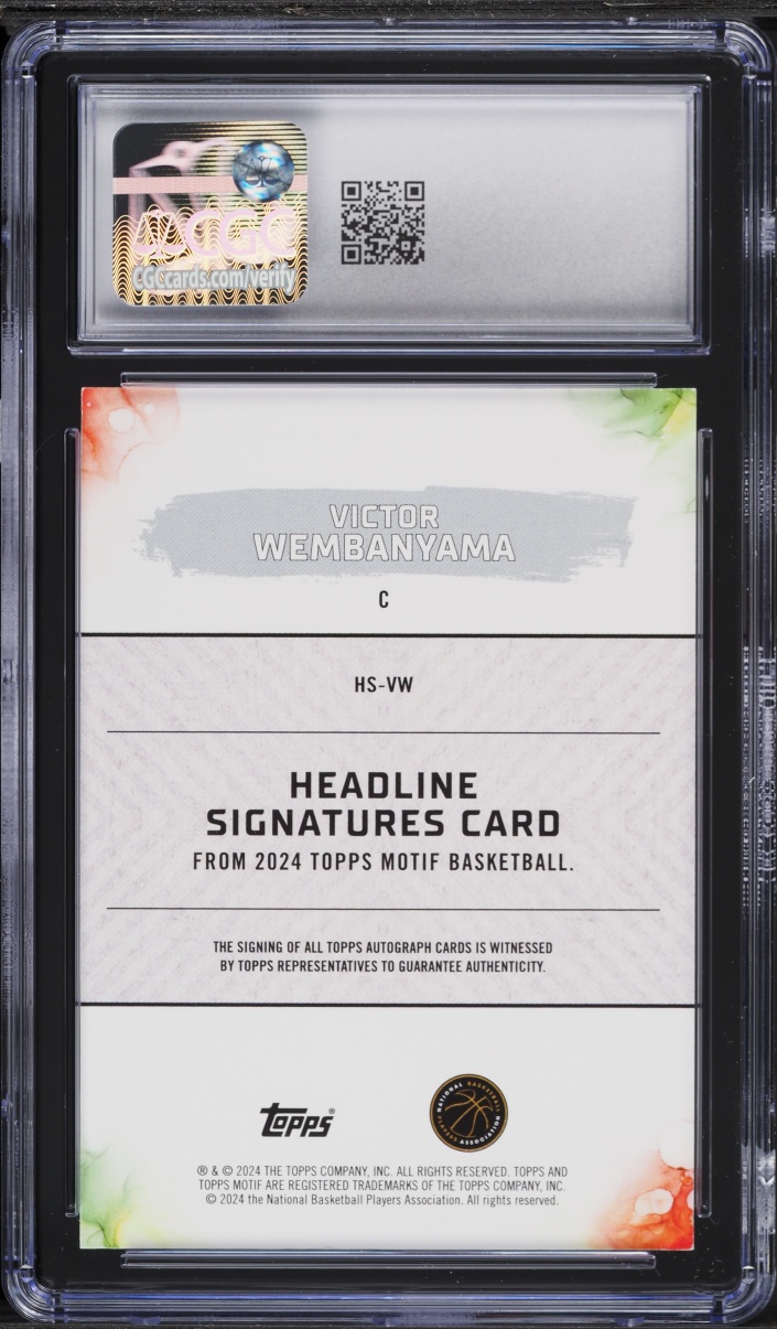2023 Topps Motif Headline Winsor Green Victor Wembanyama ROOKIE AUTO /10 #HS-VW CGC 8 NM-MT