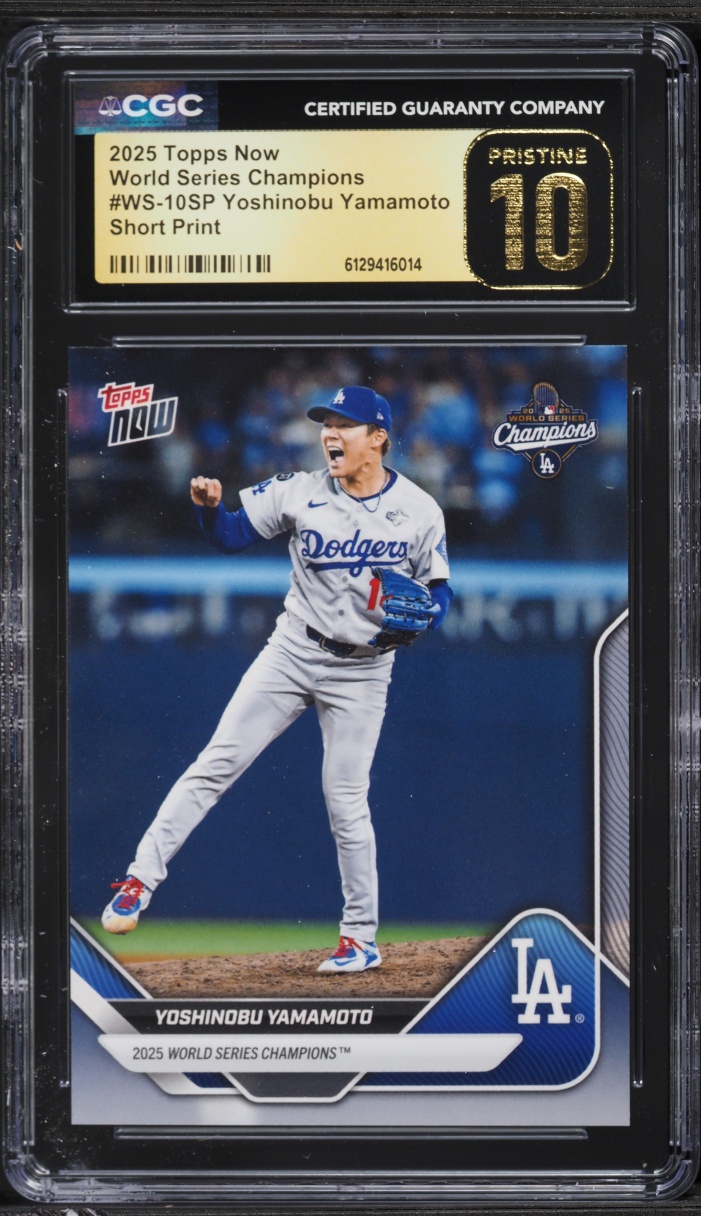 2025 Topps Now World Series Champions Yoshinobu Yamamoto SHORT PRINT #WS-10SP CGC 10 PRISTINE