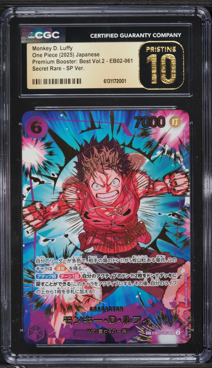 2025 One Piece Japanese Premium Best Volume 2 SEC SP Monkey D. Luffy #EB02-061 CGC 10 PRISTINE