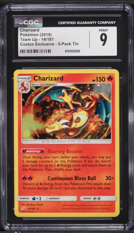 2019 charizard pokemon card 2019 Pokemon Sun & Moon Team Up Costco Exclusive Holo Charizard #14 CGC 9  MINT on Fanatics Collect