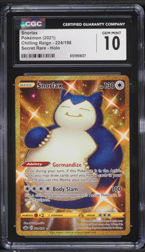 2021 Pokemon Sword & Shield Chilling Reign Gold Rare Snorlax #224 CGC 10  GEM MINT on Fanatics Collect