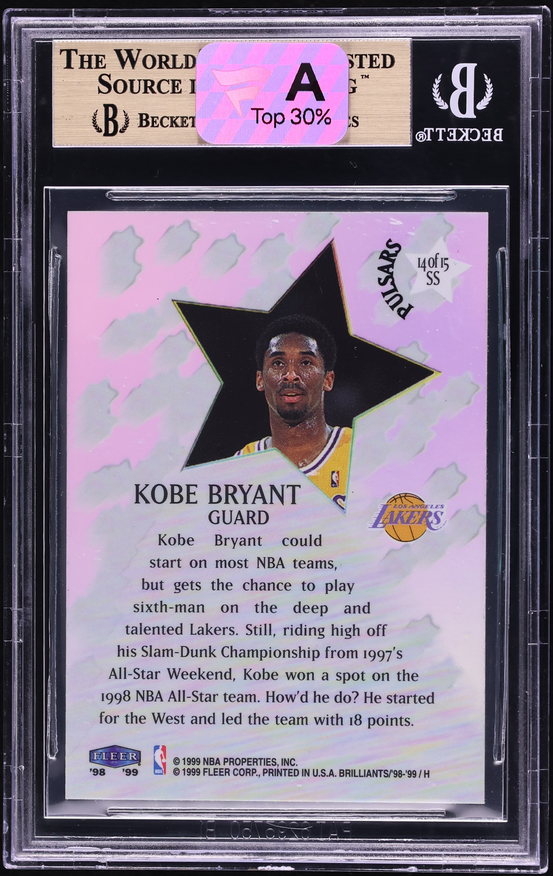1998 Fleer Brilliants Shining Stars Pulsars Kobe Bryant #14 BGS