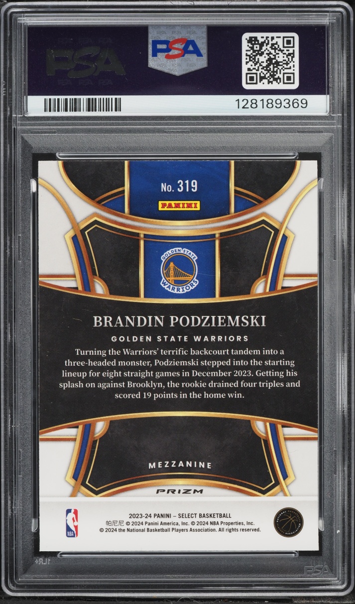 2023 Select Mezzanine Zebra Prizm Brandin Podziemski ROOKIE #319