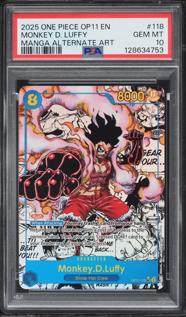 2025 One Piece A Fist Of Divine Speed Manga Alt Art Monkey D. Luffy  #OP11-118 PSA 10 GEM MINT