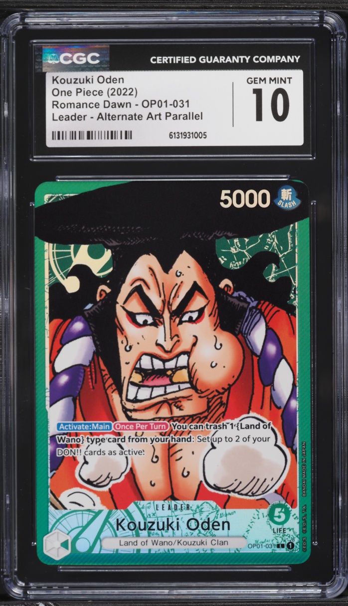 2022 One Piece Romance Dawn Alt Art Leader Kouzuki Oden #OP01-031 CGC 10 GEM MINT