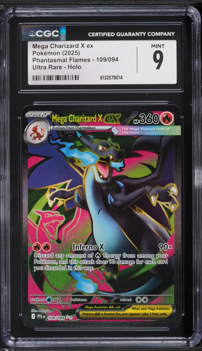 2025 Pokemon Mega Phantasmal Flames Full Art Mega Charizard X ex #109 CGC 9  MINT on Fanatics Collect