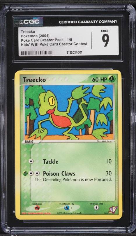2004 Pokemon Kid's WB! Poke Card Creator Contest Treecko #1 CGC 9 MINT