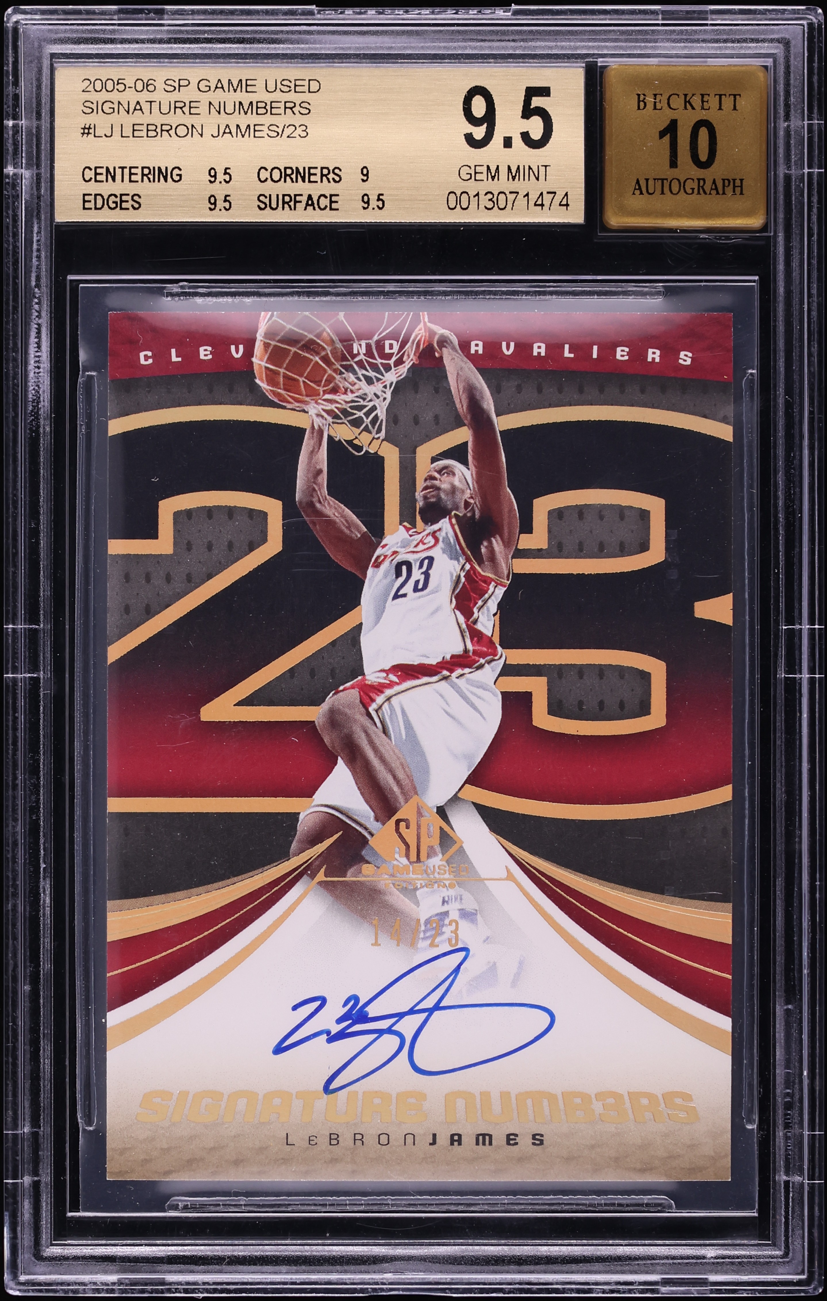 2005 SP Game Used Signature Numbers LeBron James AUTO /23 #LJ BGS
