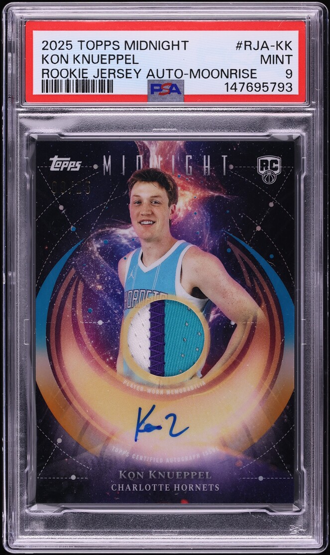 2025 Topps Midnight Moonrise Kon Knueppel ROOKIE PATCH AUTO /25 #RJA-KK PSA 9 MINT