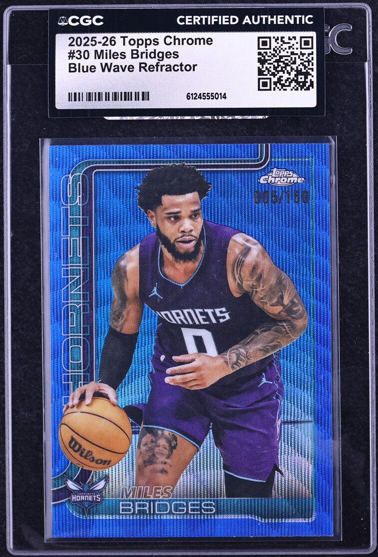 2025 Topps Chrome Blue Wave Refractor Miles Bridges /150 #30 CGC AUTH