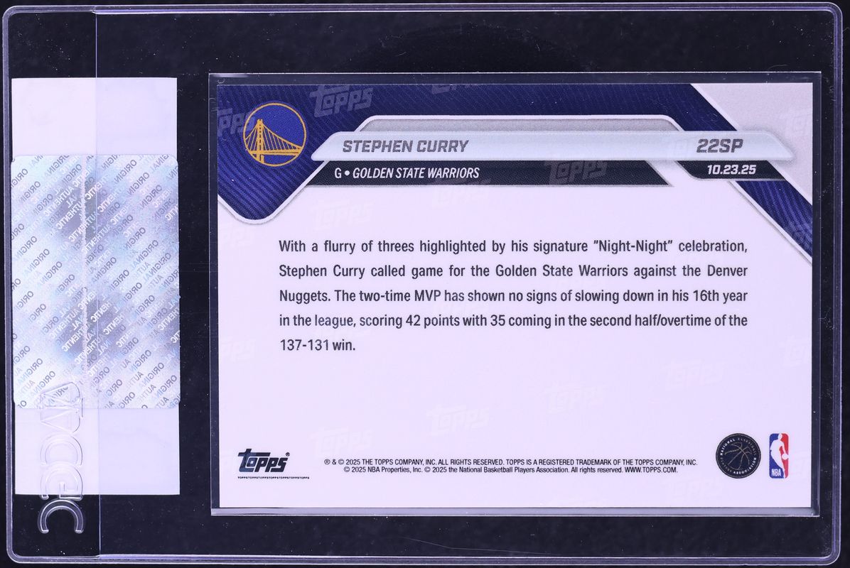 2025 Topps Now Stephen Curry SHORT PRINT #22SP CGC AUTH
