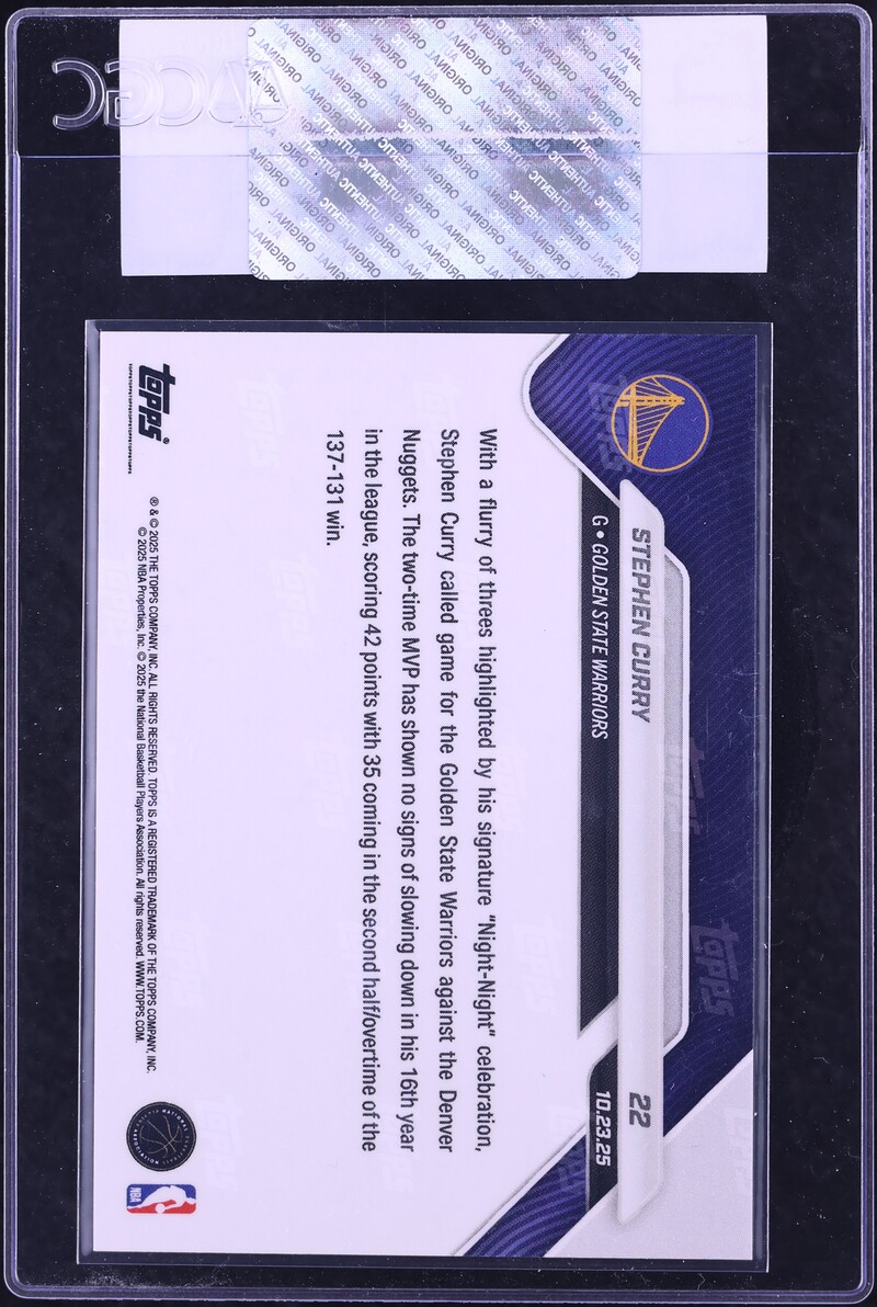 2025 Topps Now Gold Foil Stephen Curry /50 #22 CGC AUTH