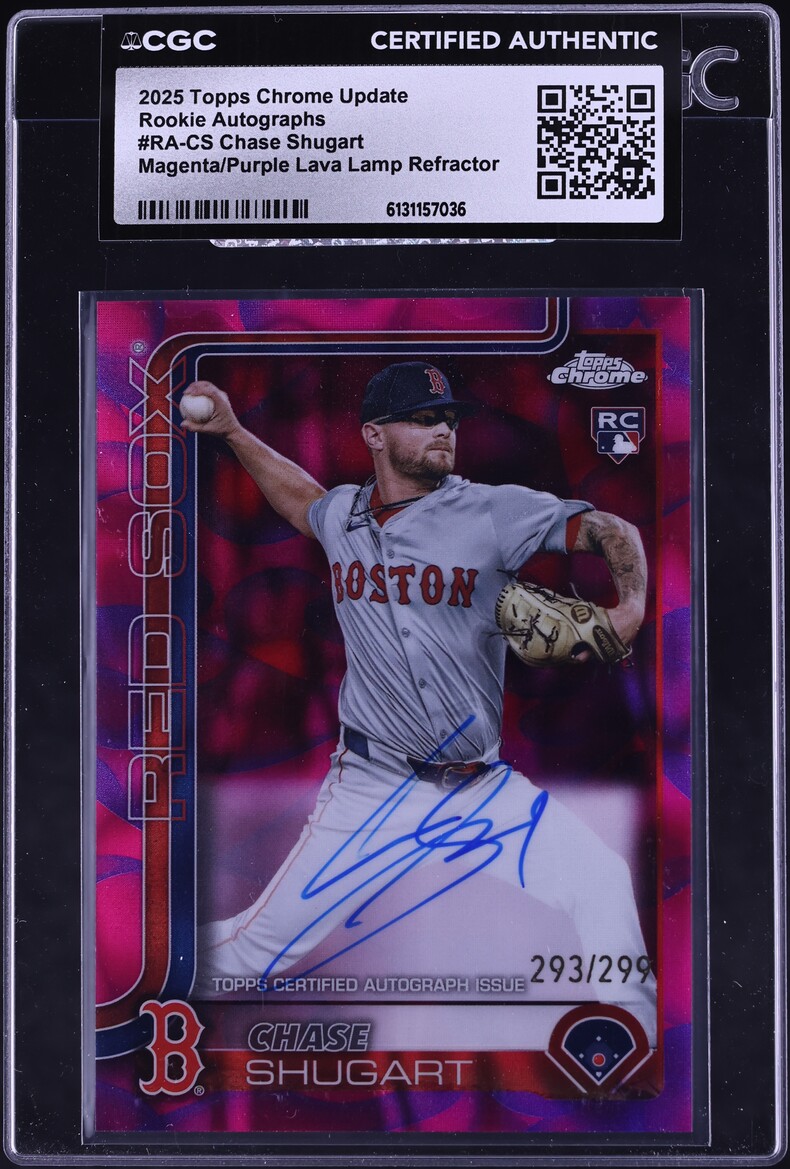 2025 Topps Chrome Update Magenta Purple Lava Lamp Refractor Chase Shugart RC AUTO /299 CGC AUTH