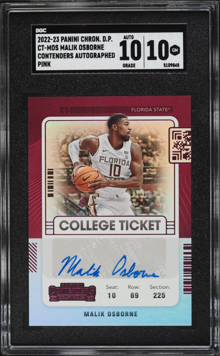2022 Panini Chronicles Draft Picks Contenders Pink Malik Osborne ROOKIE AUTO #CT-MOS SGC 10