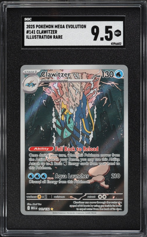 2025 Pokemon Mega Evolution IR Clawitzer #141 SGC 9.5 MINT+