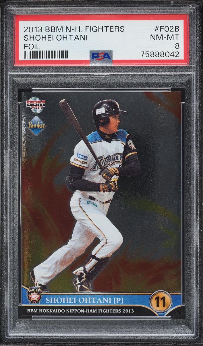 2013 BBM Hokkaido Nippon Ham Fighters Foil Shohei Ohtani ROOKIE #F02B PSA 8 NM-MT