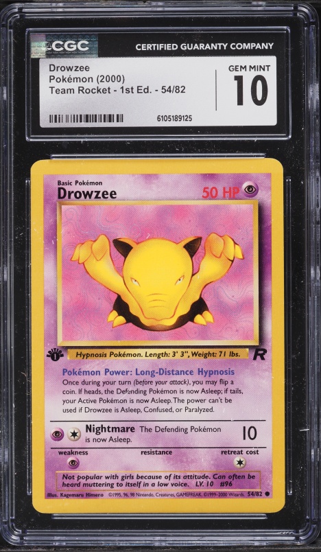 1999 Pokemon German Base Set 1st Edition Drowzee #49 CGC 10