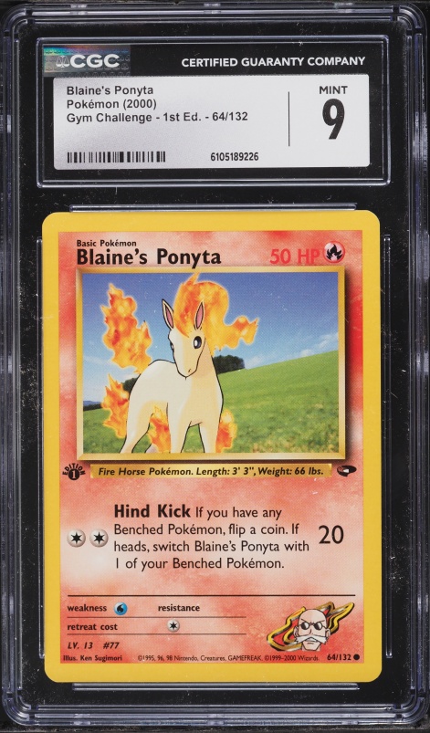 2000 Pokemon Gym Challenge 1st Edition Blaine's Ponyta #64 CGC 9 MINT