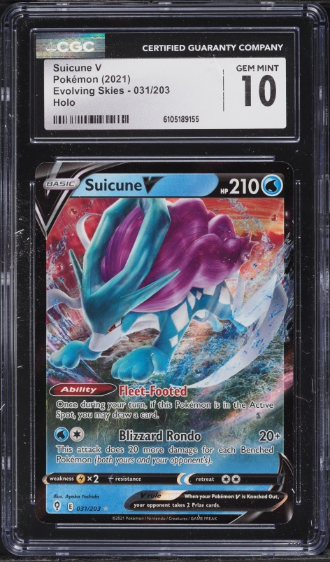 2021 Pokemon Sword & Shield Evolving Skies Suicune V #31 CGC 10 GEM MINT