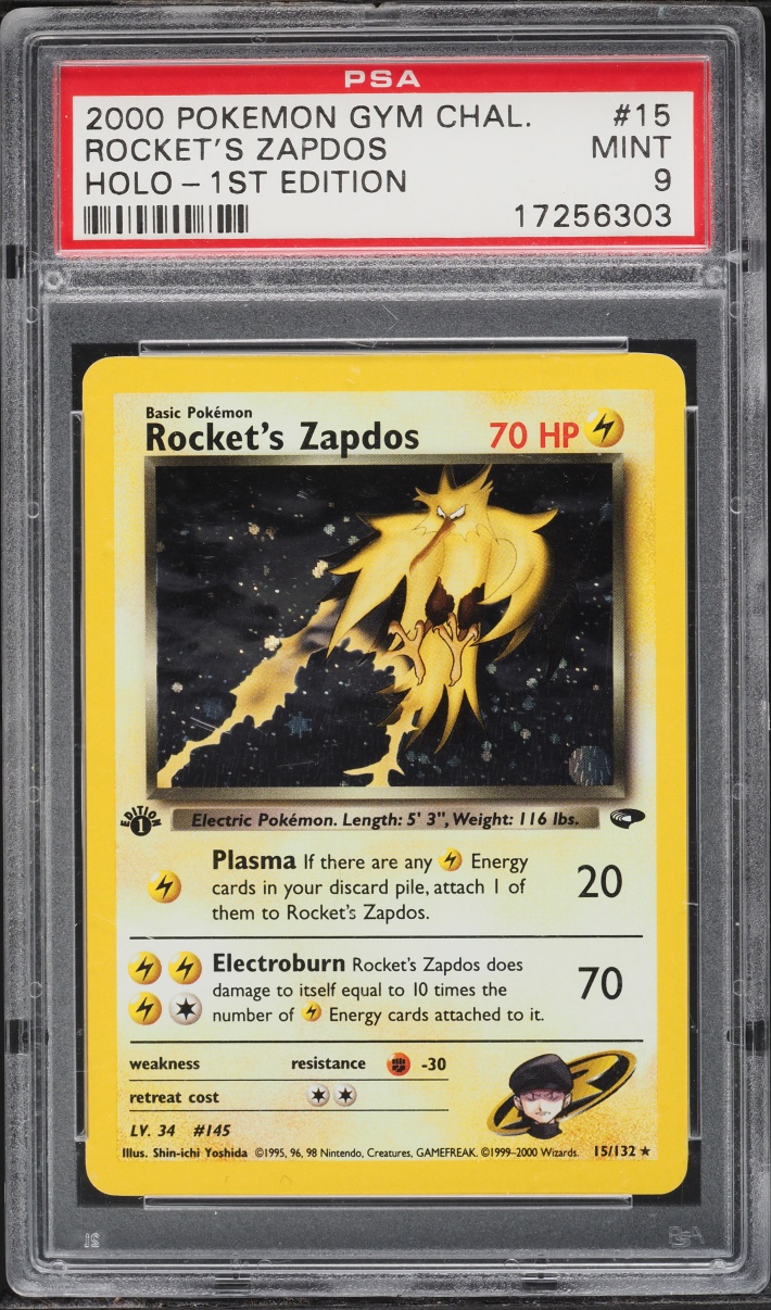 2000 Pokemon Gym Challenge 1st Edition Holo Rocket's Zapdos #15 PSA 9 MINT