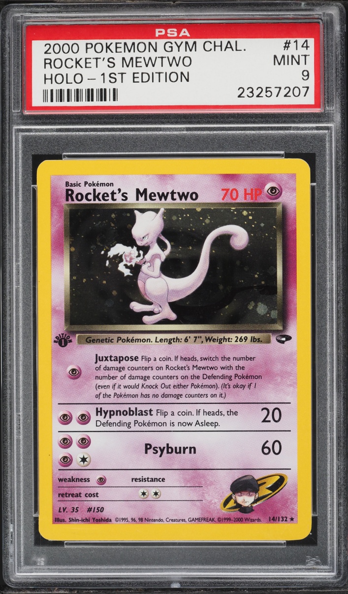 2000 Pokemon Gym Challenge 1st Edition Holo Rocket's Mewtwo #14 PSA 9 MINT