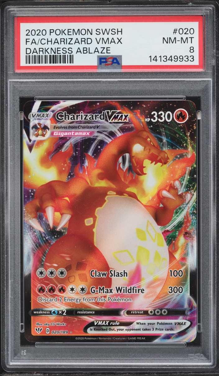 2020 Pokemon Sword & Shield Darkness Ablaze Full Art Charizard VMAX #20 PSA 8 NM-MT