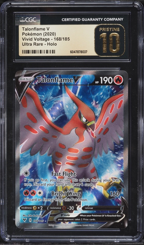 2020 Pokemon Sword & Shield Vivid Voltage Full Art Talonflame V #168 CGC 10 PRISTINE