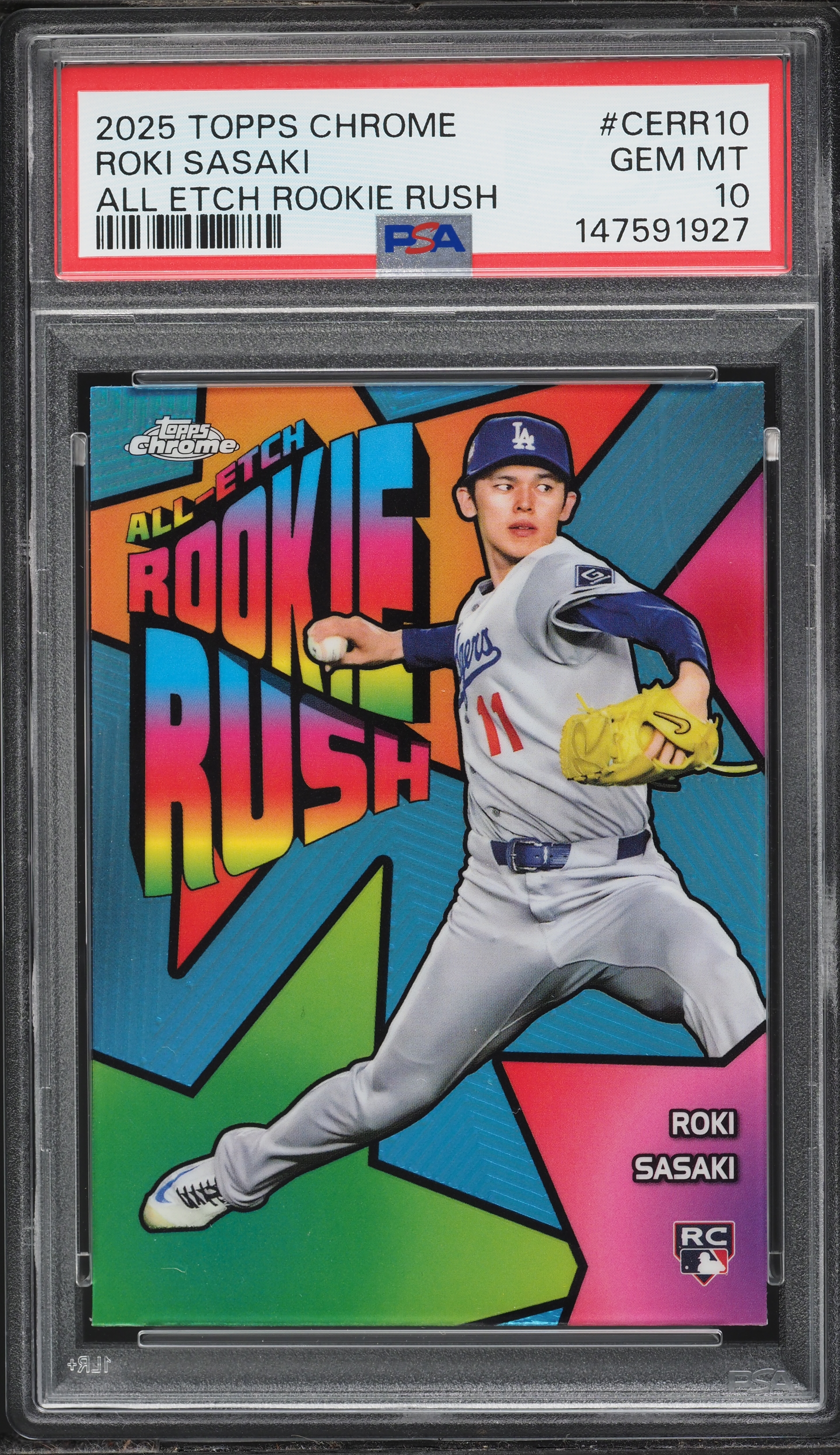 2025 Topps Chrome All Etch Rush Roki Sasaki ROOKIE #CERR-10 PSA 10