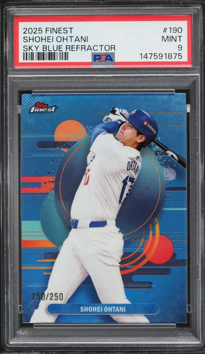 2025 Finest Sky Blue Refractor Shohei Ohtani 250/250 #190 PSA 9 MINT