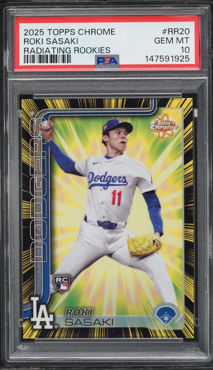 2025 Topps Chrome Radiating Roki Sasaki ROOKIE #RR-20 PSA 10 GEM MINT