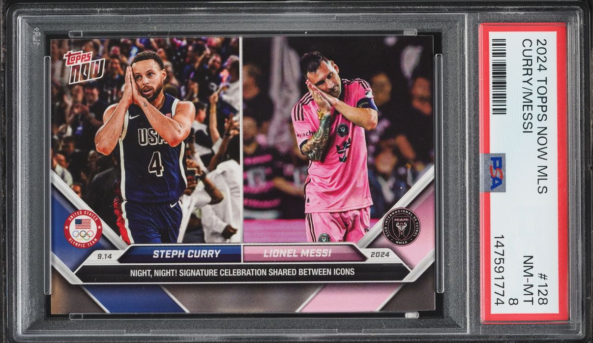 2024 Topps Now MLS Stephen Curry Lionel Messi #128 PSA 8 NM-MT