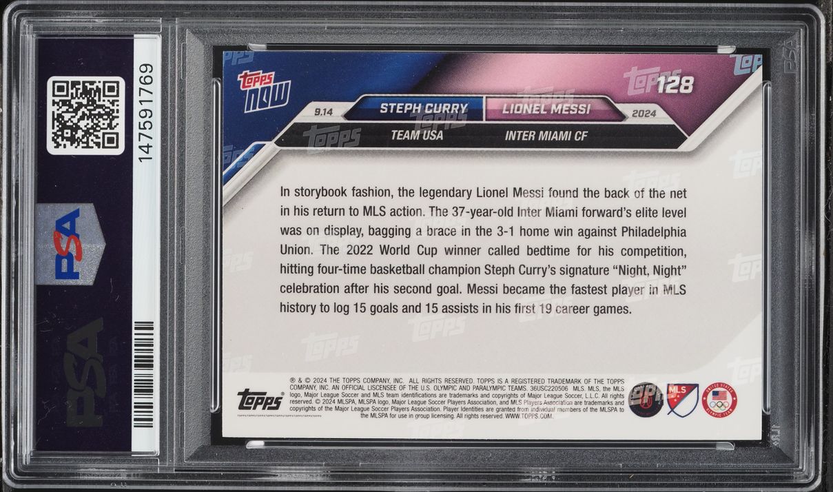 2024 Topps Now MLS Stephen Curry Lionel Messi #128 PSA 6 EXMT