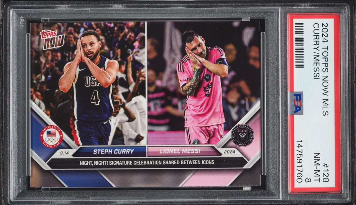 2024 Topps Now MLS Stephen Curry Lionel Messi #128 PSA 8 NM-MT