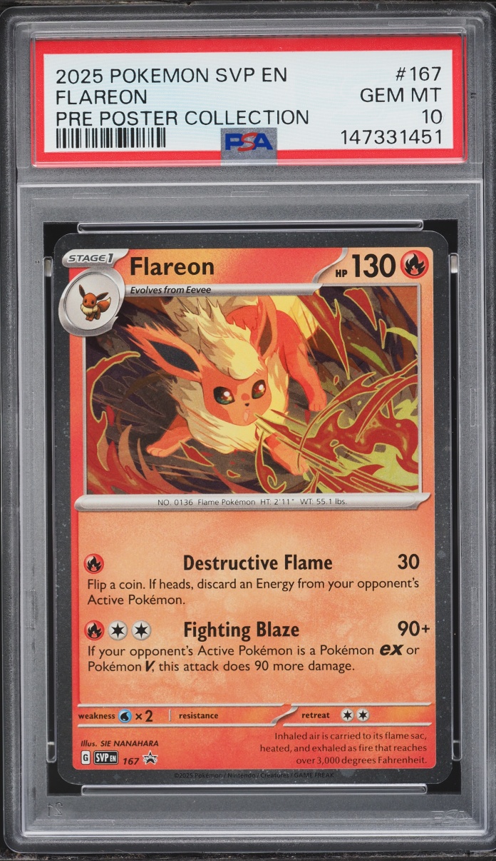 2025 Pokemon Scarlet & Violet Promo Prismatic Evolution Poster Collection Flareon #167 PSA 10