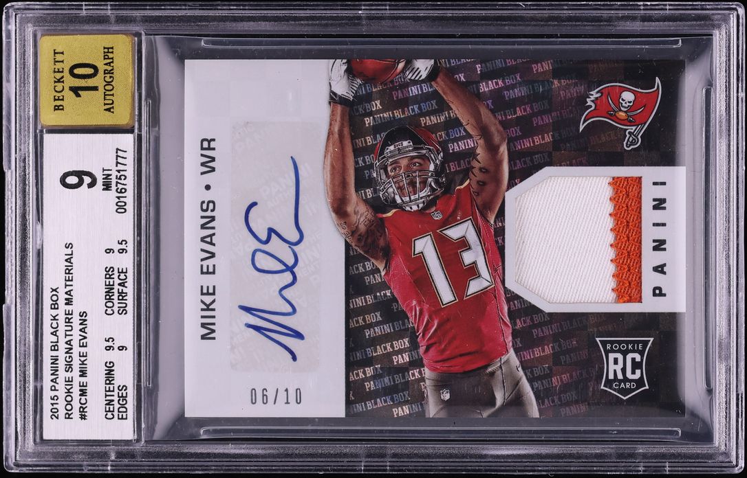2015 Panini Black Box Mike Evans ROOKIE PATCH AUTO /10 #RCME BGS 9 MINT