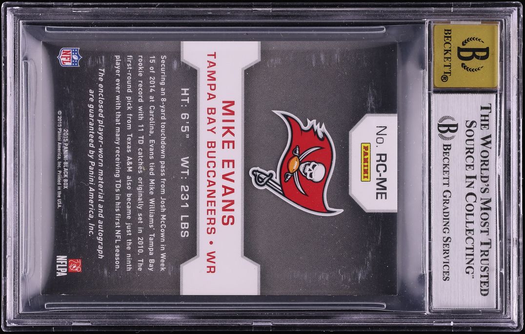 2015 Panini Black Box Mike Evans ROOKIE PATCH AUTO /10 #RCME BGS 9 MINT