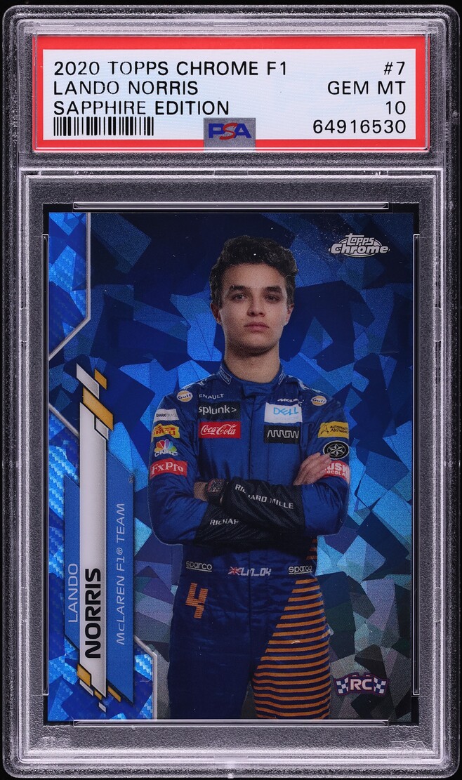 2020 Topps Chrome Formula 1 F1 Sapphire Edition Lando Norris ROOKIE #7 PSA 10 GEM MINT