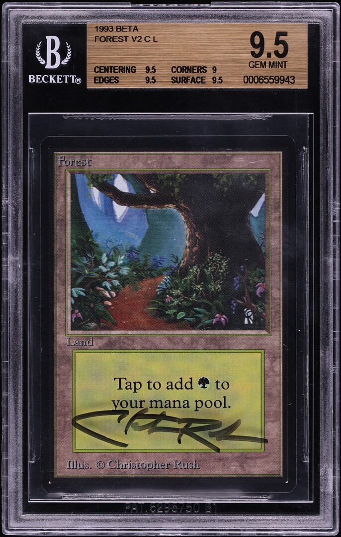 1993 Magic The Gathering MTG Beta Forest V2 C L BGS 9.5 GEM MINT